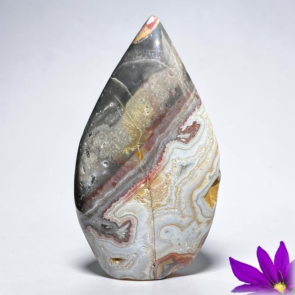 Mexican Crazy Lace Agate Teardrop Druzy Healing Crystal Stone Decor Meditation